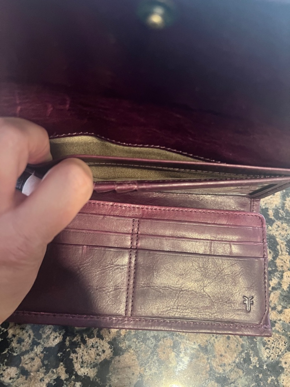 Frye Plum Leather Trifold Wallet - Picture 6 of 7